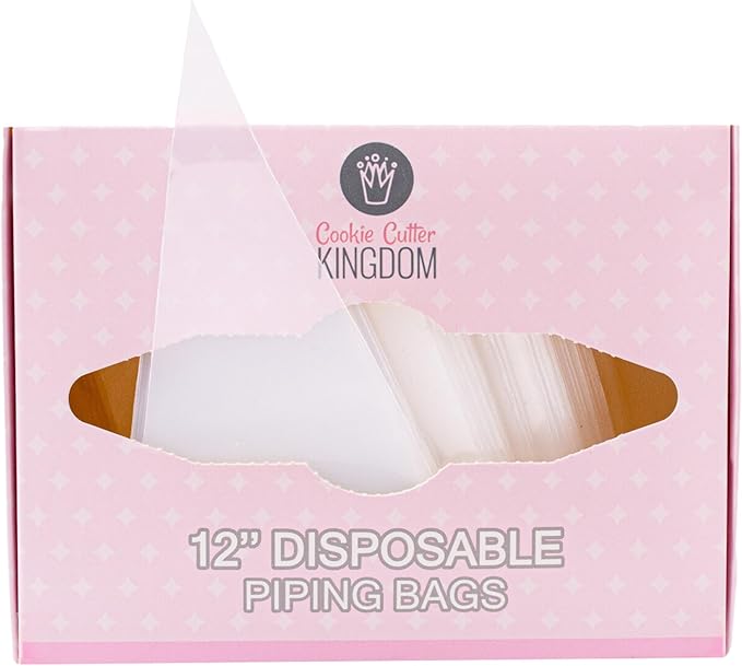 Cookie Cutter Kingdom Disposable Piping Bags – 100 Count, 12 Inch Tipless Pastry Bags | Large Frosting & Decorating Bags for Cookies, Cupcakes, Cakes & Royal Icing