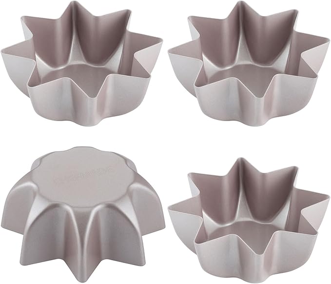 CHEFMADE Octagon Star Pandoro Shape Cake Pan, 5-Inch 4Pcs Non-Stick Cake Bread and Meat Bakeware for Oven and Instant Pot Baking (Champagne Gold)