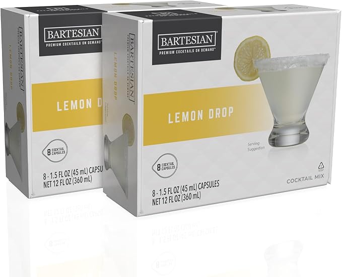 Bartesian 16-Pack Lemon Drop Mixer Capsules for Cocktail Machine – Home Bar Mixology Cocktails Mix Pod Capsule Set to Use with The Bartesian Cocktail Drink Maker Machine