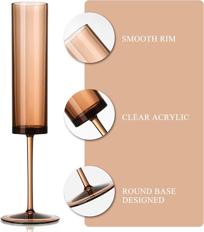 12 Pack Acrylic Orange Champagne Glasses Dark Orange Wine Glasses Terracotta Champagne Flutes Champagne Flutes Goblets for Wedding Reception Cocktail Cups Wedding Toasting Glasses Terracotta Decor