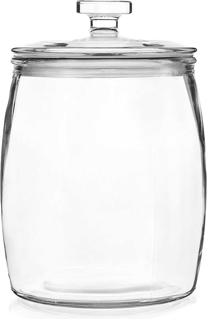 kitchentoolz 1 Gallon Glass Cookie Jar with Lid – Set of 2 Large Glass Jars with Lids for Cookies, Candy, Flour, Sugar, Pet Treats – Clear Glass Canisters for Food Storage - Pack of 2