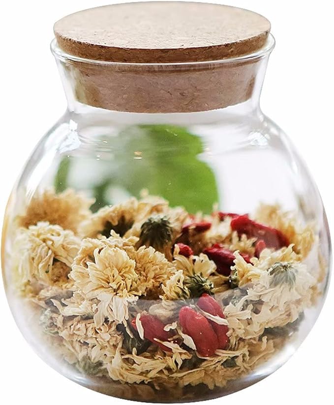 Snminetal 17oz Glass Jar Storage Containers,Wedding Candy Jar Kitchen Canisters, With Cork Airtight Lid, Perfect For Tea, Biscuits, Cereals, Flour, beans, Spices, Coffee Beans (2PCS)
