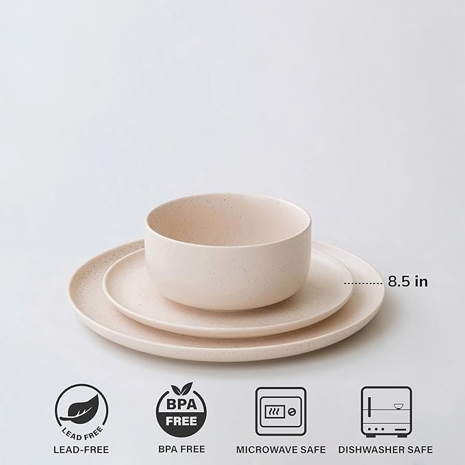 WENSHUO Dinner Plates Set of 6, Chip and Scratch Resistant (Oat Beige, 8.5 Inch)
