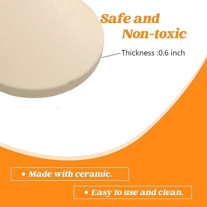 15 Inch Round Pizza Baking Stone for Grill and Oven,Big green Egg Accessories,Heavy Duty Ceramic Pizza Grilling Pan,Thermal Shock Resistance Perfect for Baking Crisp Crust Pizza