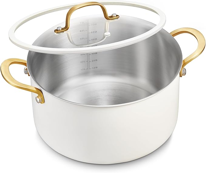 BEZIA 6 Quart Tri-Ply Stainless Steel Stockpot,Stock Pot with Visible Lid, Even Heat Distribution, Induction Cooking Pot for All Stoves, Sturdy & Double Handle,Ideal for Soups & Stews
