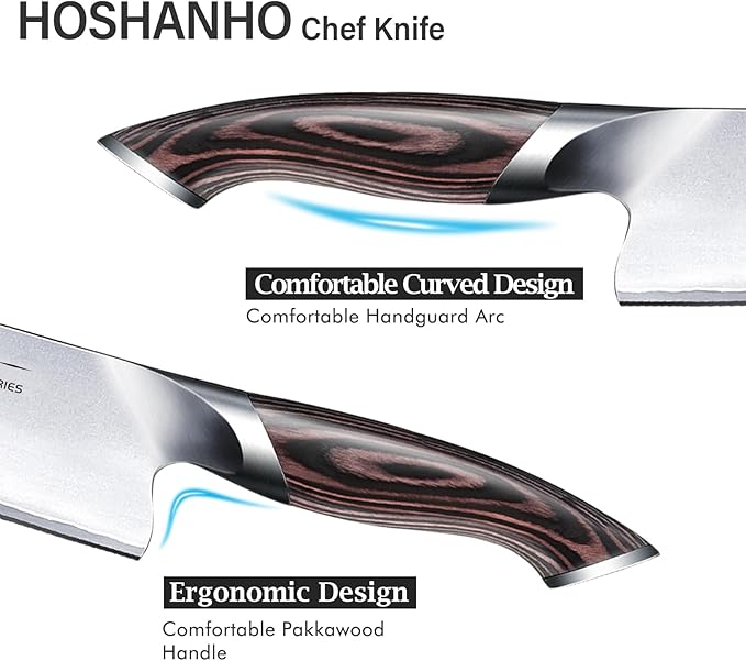 Kitchen Knife in Japanese High Carbon Steel, Professional High-Class Chef's Knife 8 inch, Non-slip Ultra Sharp Cooking Knives with Ergonomic Handle