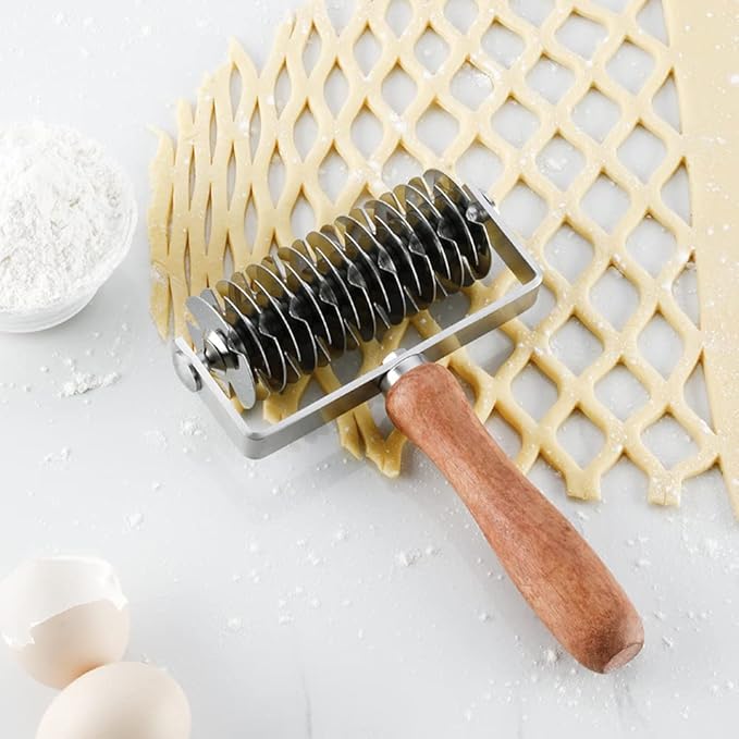 Pastry Lattice Roller Cutter - Stainless Steel Dough Lattice for Pie Pizza Bread beef wellington Pastry Crust Roller Cutter