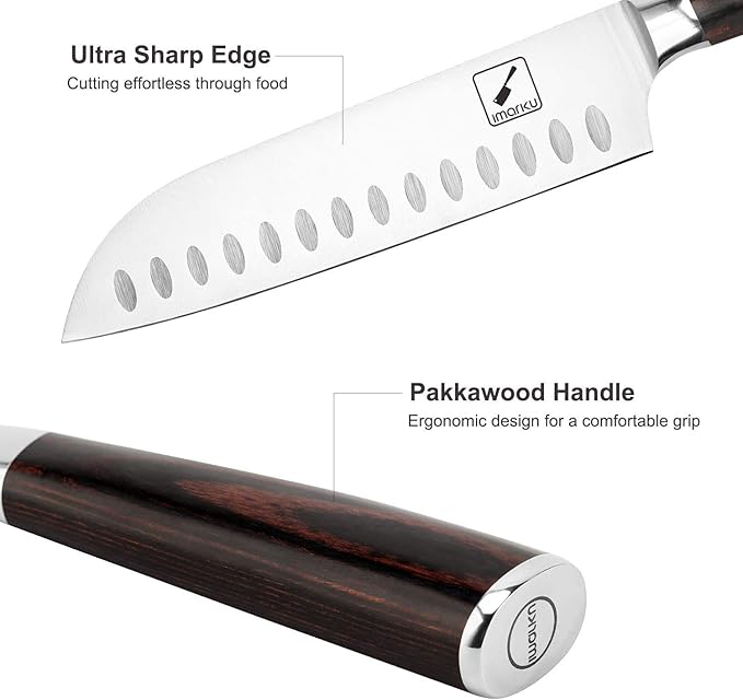 imarku Chef Knife 7 Inch Kitchen Knife Ultra Sharp Santoku Knife - 7Cr17Mov Japanese Chefs Knife, Kitchen Gadgets 2025, Apartment Essentials, Birthday Gifts for Him Her, Best Gifts for Women Men
