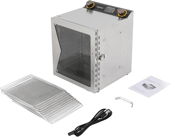 Commercial Food Dehydrator Machine, 800W Electric Dehydrator Machine with 12 Trays, Stainless Steel Dehydrater Biltong Maker for Herbs, Veggies, Fruits, Meat, Yogurt & Dog Treats