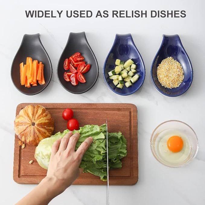 Nihow Ceramic Spoon Rest: 4 Inch Stable Utensil Rest - Heat Resistant Spoon Holder for Kitchen counter/Countertop/Stove Top - Dishwasher Safe - Matte Black (1 PC)