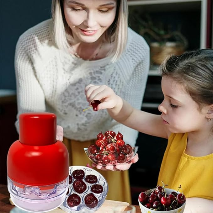 2025 Upgrade Cherry Pitter Tool,8 in 1 Cherry Seed Remover ,Quick Portable Push-Down Cherry Corer for Kitchen, Picnics