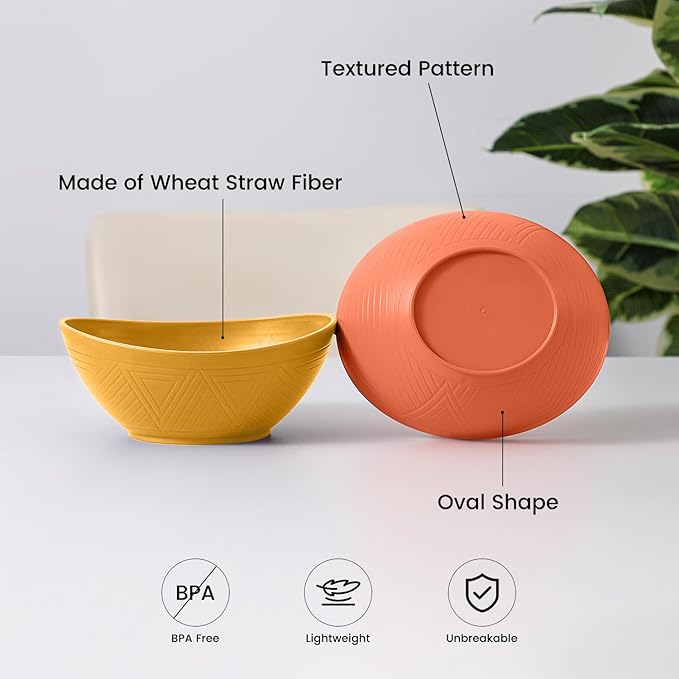 Wheat Straw Bowls Set 26 OZ, Unbreakable Cereal Bowl 4 Pack, Bowls for Kitchen, Microwave Safe Plastic Bowls Reusable, Serving Bowls Set for Dinner, Cereal, Salad, Oatmeal, Soup (Matte Multi)