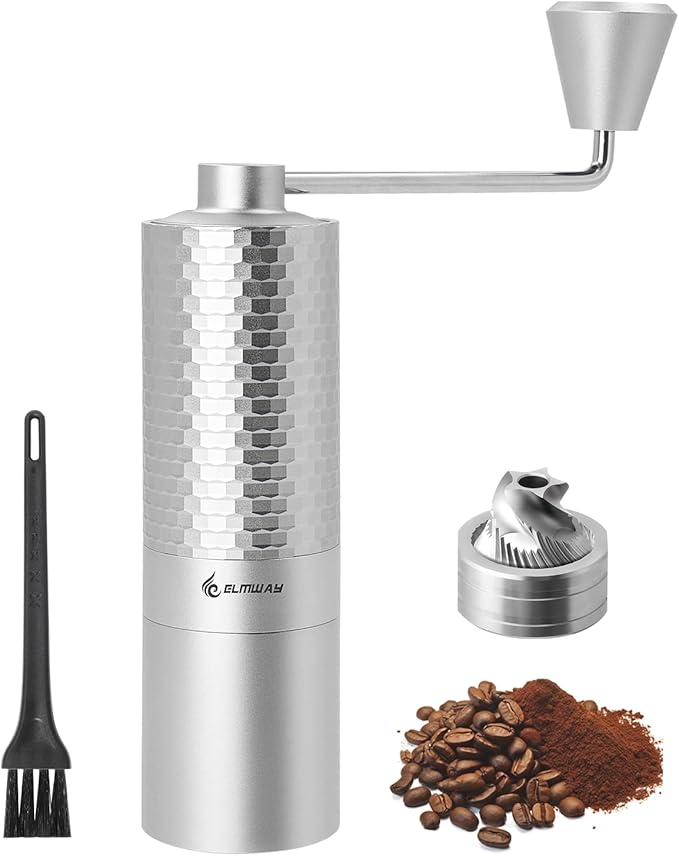 Manual Coffee Grinder, Hand Coffee Grinder, Metal Body and Magnetic Handle,Five star Stainless Steel Conical Burr Portable Coffee Grinders for Home Use