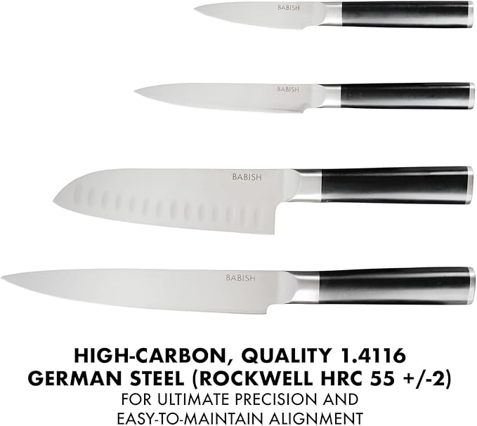 Babish High-Carbon 1.4116 German Steel 14 Piece Full Tang Forged Kitchen Knife Set W/Sheaths