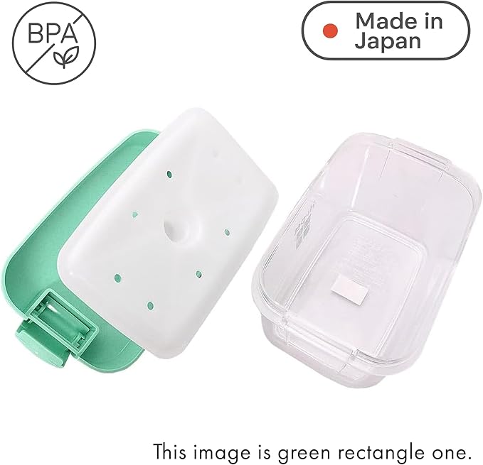 Instant Pickle Maker Vegetable Press Tsukemono Container Rectangle Made in Japan BPA Free (Green 1.6L)