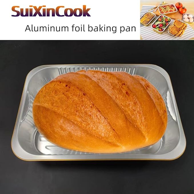 20pack 13 "x9 aluminum foil baking pan(3500ml) tray,steaming table tray, gold thickened disposable pot for cooking and heating