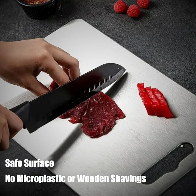 Titanium Cutting Board,100% Pure Titanium Cutting Boards for Kitchen, 2025 New Double Sided Food-Grade Chopping Board for Cutting Meat Vegetable Fruit (18"L x 12"W)