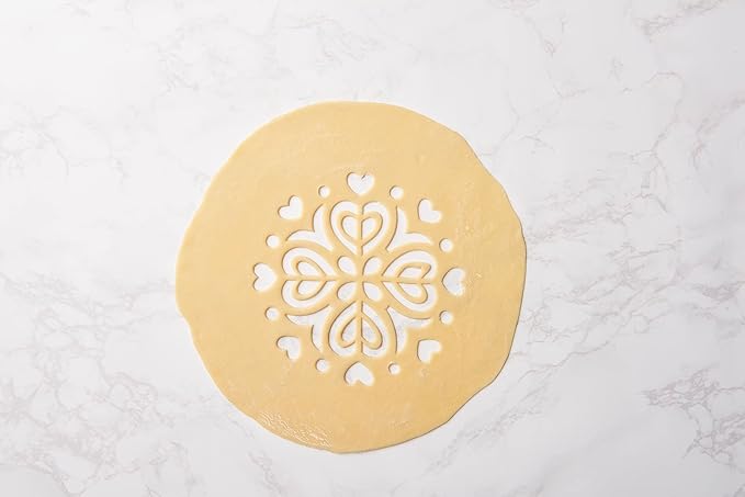 Talisman Designs Pie Top Cutter | Pie Crust Cutter | Pie Decorating Tools | Pie Pastry Baking Accessories | Stencil Crust Cutout | 10-Inch | Hearts Design | Red