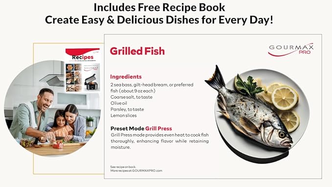 Foodgenie Gourmax Pro One Cooking Device - All-in-One Oven, Smokeless Grill, Air Fryer, Griddle, Cooker & More – 16 Preset Functions, Smart Temperature Control, Dual Surface, Dishwasher Safe, 1500W