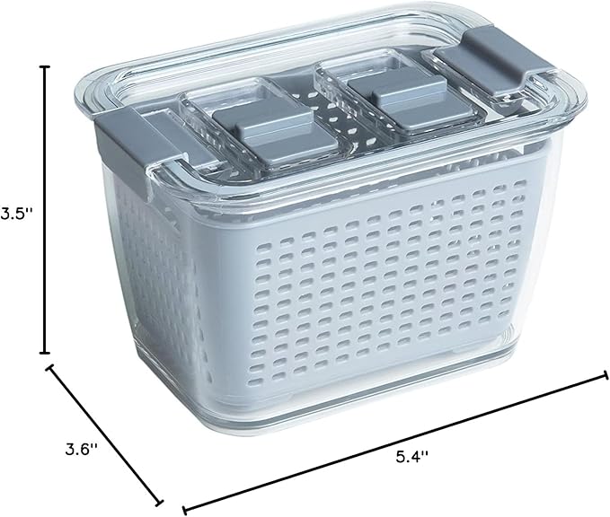 Kitchen Spaces Small Colander Stackable Food Storage Bin, Grey