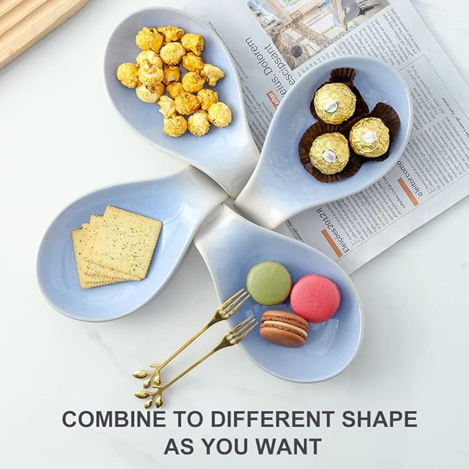 Nihow Ceramic Spoon Rest: 4 Inch Stable Utensil Rest - Heat Resistant Spoon Holder for Kitchen counter/Counter top/Stove Top - Dishwasher Safe - Elegant Blue & White (1 PC)