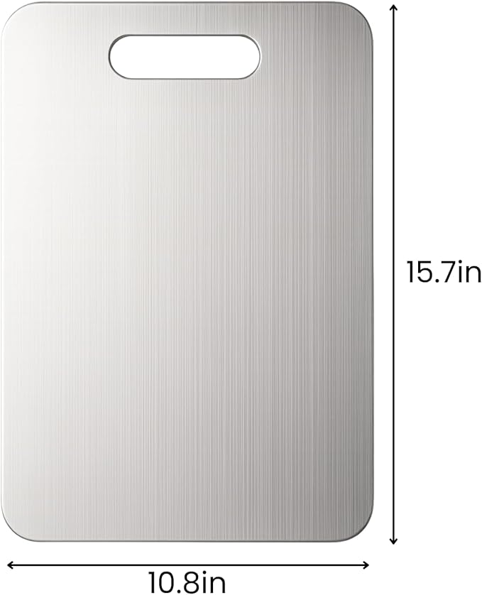 Titanium Cutting Board, 100% Pure Titanium Chopping Board for Kitchen, Hygiene & Durability Double Sided Cutting Board, Non toxic Chopping Board, Dishwasher Safe (15.7“ x 10.8”)
