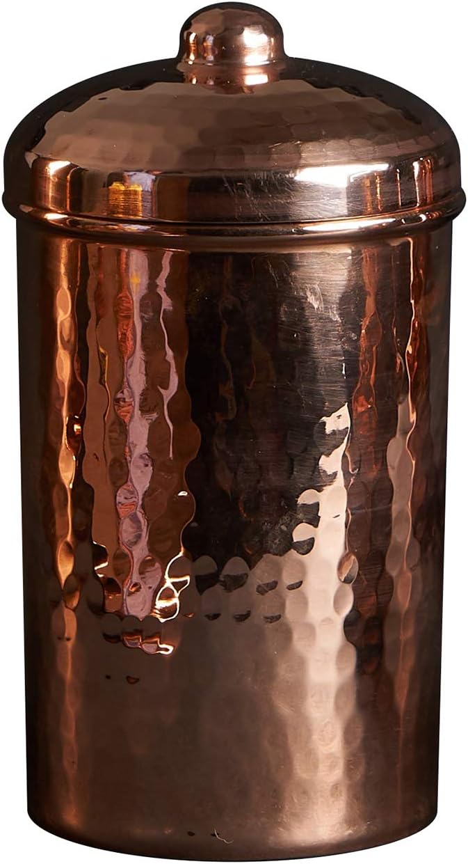Sertodo Copper Kitchen Canisters | Polished, 2 CUP Capacity | Elegant & Functional Storage | Hammer Polished for Shine & Durability | Eco-Friendly Recycled Copper | Timeless Elegance for Your Kitchen