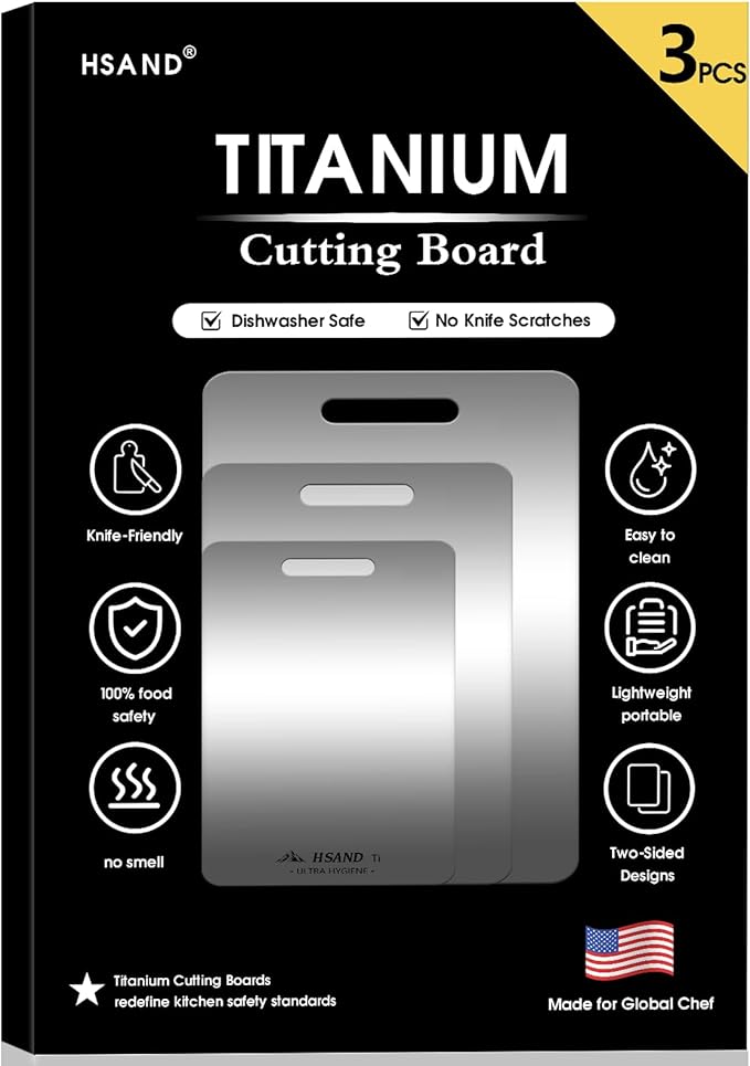 Titanium Cutting Boards for Kitchen, 100% Pure Titanium Cutting Boards, Cutting Board Double Sided Food Grade, Perfect for Sushi, Meat, Vegetables & Meal Prep – Easy To Clean