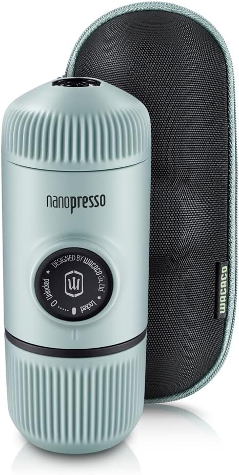 WACACO Nanopresso Portable Espresso Maker with Case, Mini Travel Coffee Machine, Perfect for Camping, Travel and Office( Elements Arctic Blue)