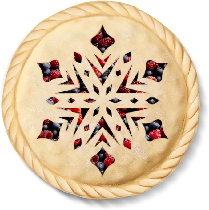 Talisman Designs Pie Top Cutter | Pie Crust Cutter | Pie Decorating Tools | Pie Pastry Baking Accessories | Stencil Crust Cutout | 10-Inch | Snowflake Design | Red