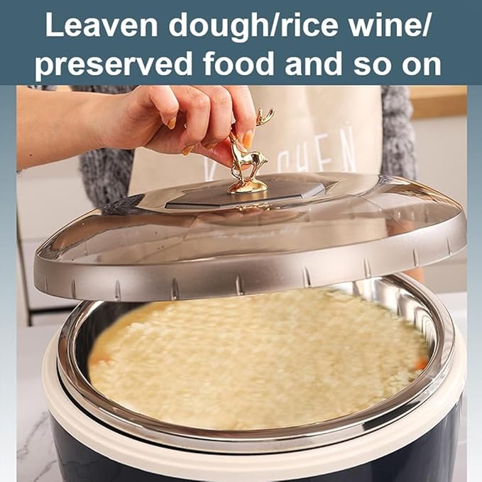 Electric Dough Proofer, 5L Temperature Control Fermentation Machine, Bread Dough & Yogurt Maker with Stainless Steel Liner