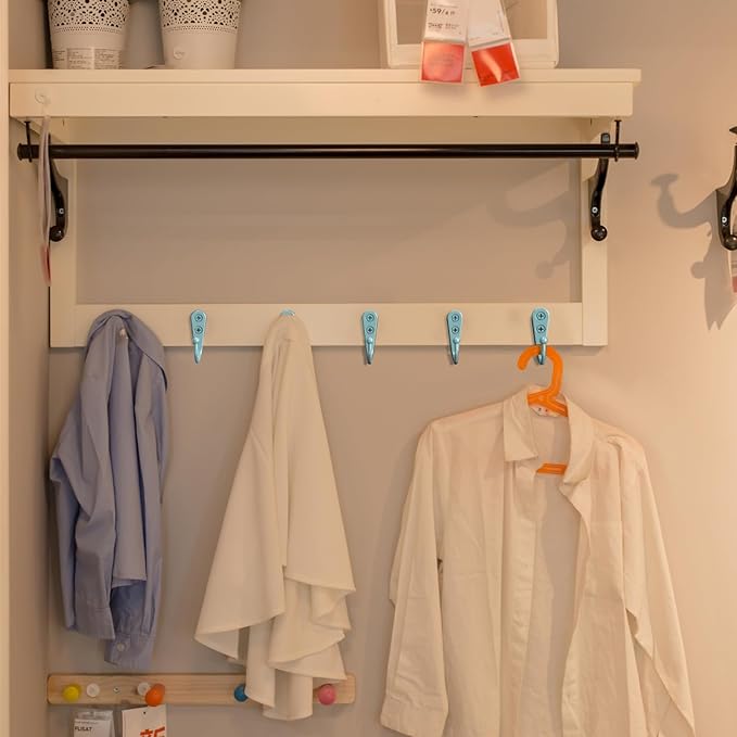 15 Pcs Black Wall Mounted Coat Hooks, Hanger Hook with 30 Pieces Screws for Towel, Key, Robe, Scarf, Bag, Cap, Coffee Cup, Mugs(Bule)