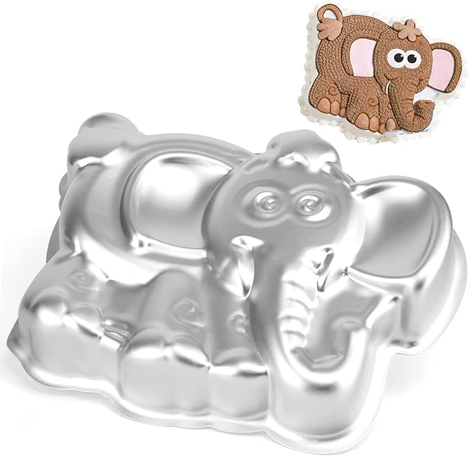 10-INCH Elephant Shaped Cake Pan Mould Aluminum 3D Animal DIY Cake Baking Pan for Birthday, Anniversary, Party, Christmas
