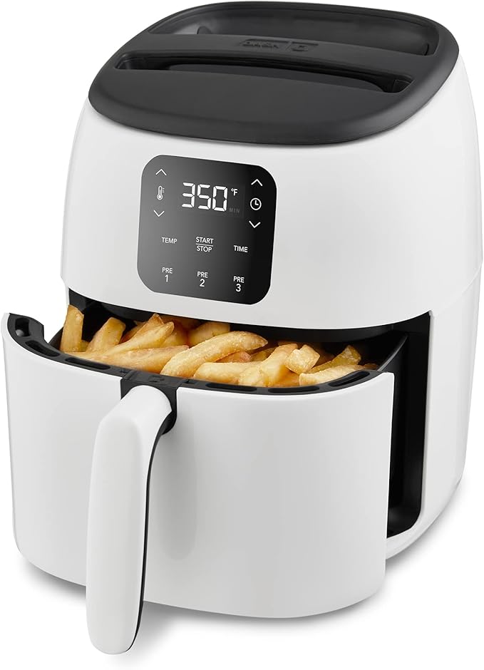 DASH Tasti-Crisp™ Electric Air Fryer Oven, 2.6 Qt., White – Compact Air Fryer for Healthier Food in Minutes, Ideal for Small Spaces - Auto Shut Off, Digital, 1000-Watt