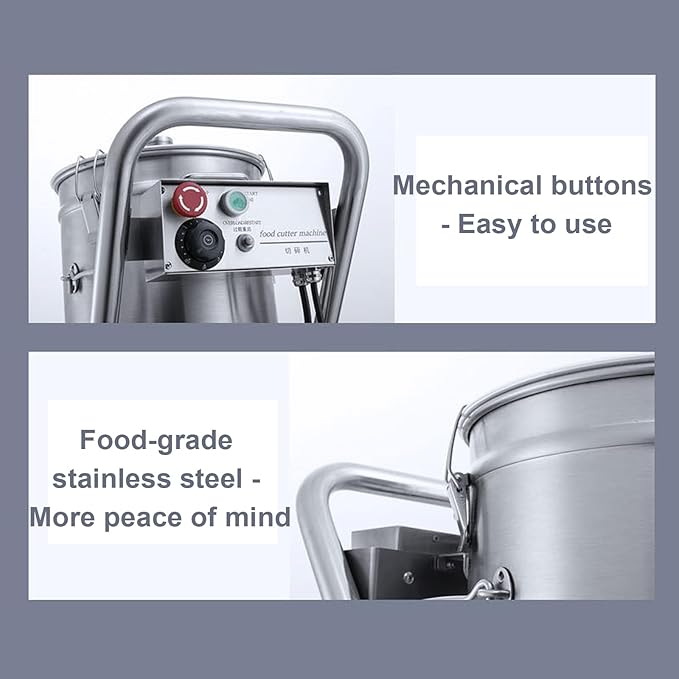 Kolice Commercial 34QT Food Processor, Stainless Steel Meat Chopper, Vegetable Cutter, Electric Food Chopper -Timer Control, Visible Transparent lid