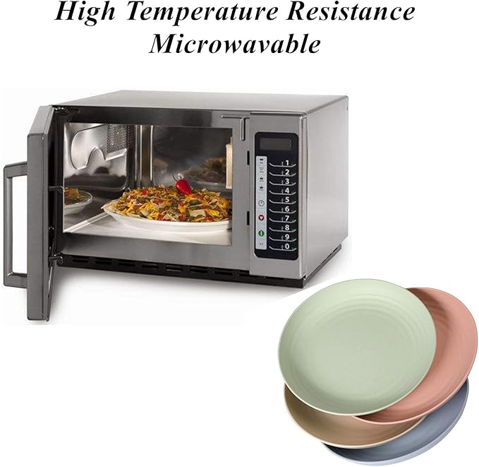 Wheat Straw Plates Lightweight Unbreakable Dinner Dishes Plates Set Dishwasher & Microwave Safe (Large 8 Pack 8')