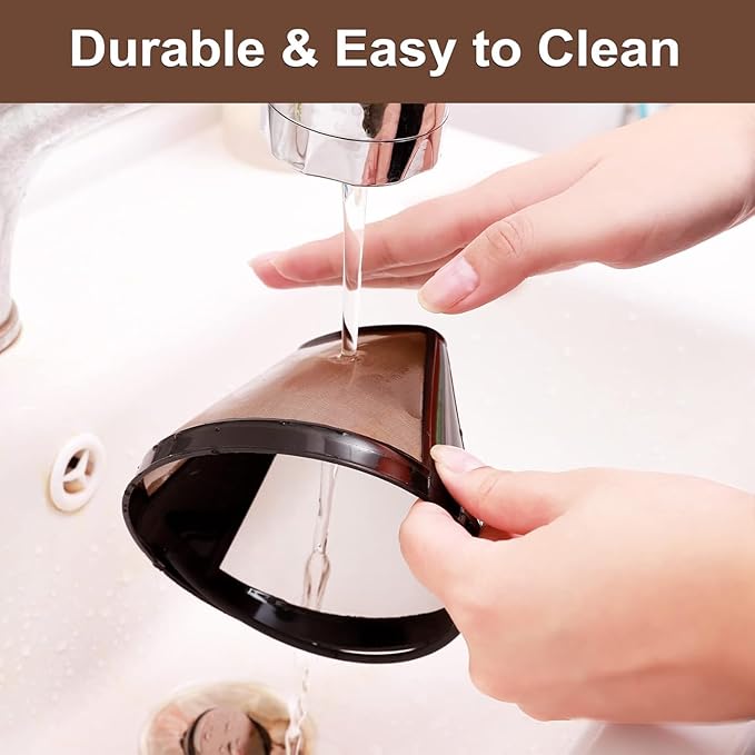 KEEPOW Reusable Cone Coffee Filters #4 (1-pack), 8-12 Cup Gold Permanent Coffee Filter for Cuisinart/Ninja Dual Brew Pro CFP301/ Hamilton Beach, Size 04 Pour Over Coffee-maker (gold*1)