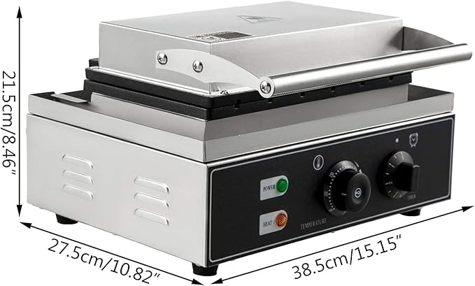 1550W Commercial Waffle Maker, 10 Grids Electric Square Waffle Maker Non-Stick Stainless Steel Belgian Waffle Iron w/Time & Temper Adjustable| Temper Comparison Table, Large Waffle Machine Restaurant