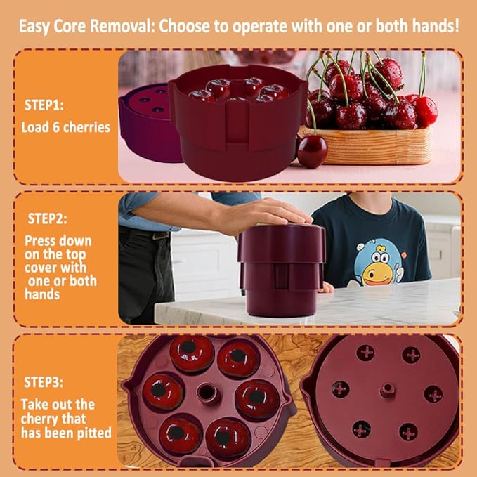 Cherry Pitter Tool - Multiple Cherries at Once, Cherry Seed Remover with Pit Storage Case for Baking, Jam & Canning, Full Detachable Cherry Pit Remover, Dishwasher Safe