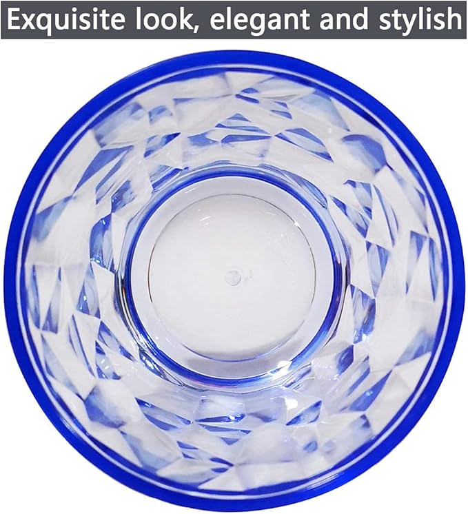 10 Oz Unbreakable Tritan Drinking Glasses Shatterproof Acrylic Glasses Drinkware BPA Free Hard Plastic Cups Reusable Kitchen Water Glasses Drinking Set of 6 (Blue)