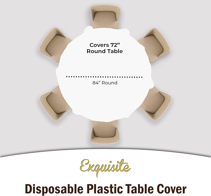 12-Pack Premium Plastic Tablecloth 84in. Round Table Cover - White