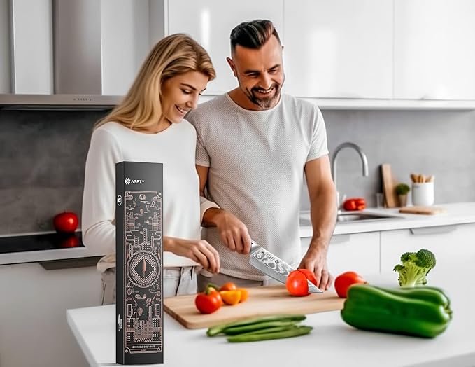 Damascus Chef Knife: 8-inch Razor-Sharp Japanese Chef Knife with VG10 Steel Core, Full Tang G10 Handle, NSF Food-Safe Professional Kitchen Knife with Sheath, Christmas Elegant Box
