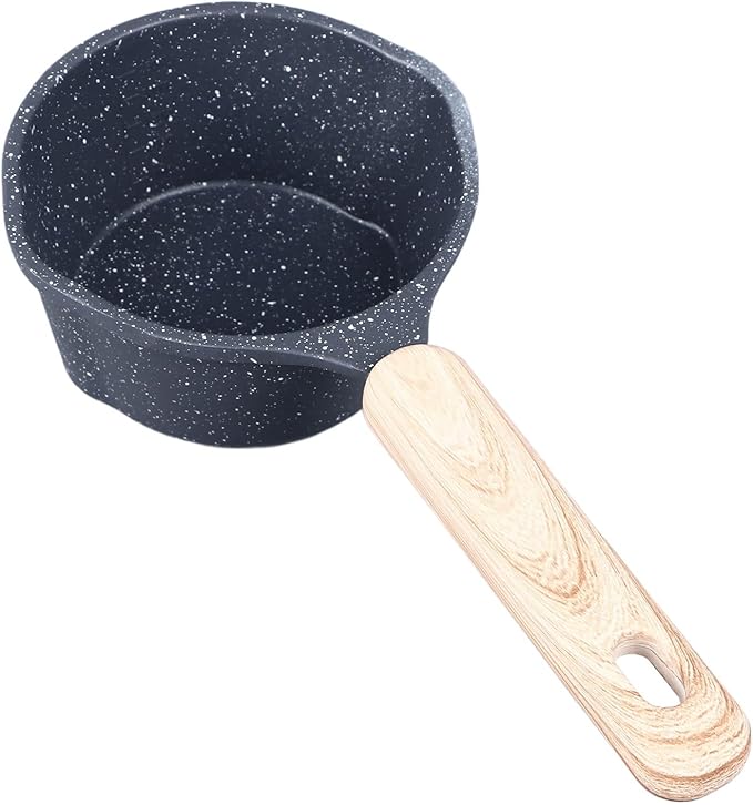 Mini Milk Warmer Pot, 9.5oz/280ml Nonstick Sauce Pan Butter Melting Pot for Stove Top, Small Coffee Milk Warmer Pots with Pour Spout for Home Kitchen Restaurant (Black)