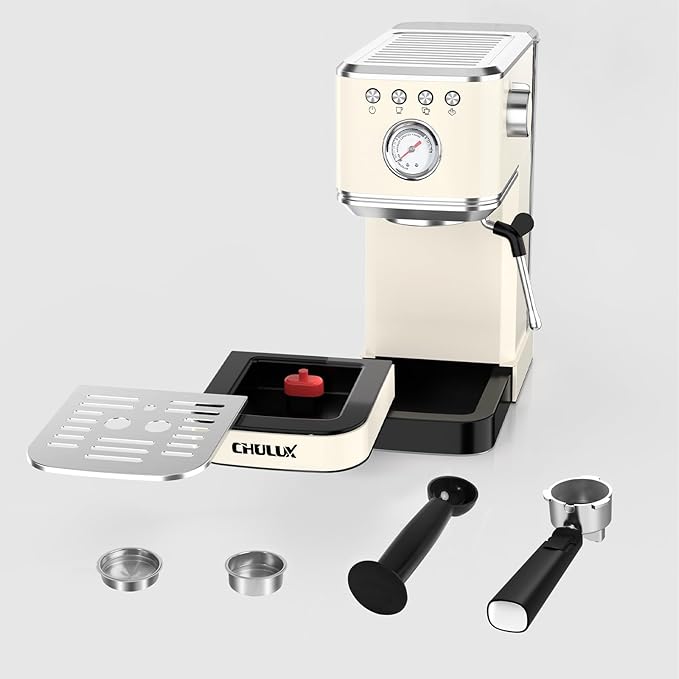 CHULUX Slim Espresso Machine with Milk Frother Steam Wand, 20 Bar Professional Italian Pump Espresso Coffee Machine for Home Cappuccino & Latte Maker, Creamy