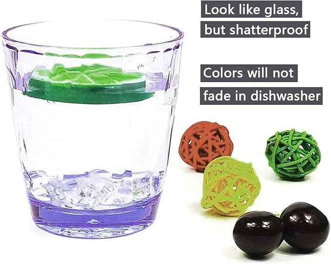 10 Oz Unbreakable Tritan Drinking Glasses Shatterproof Acrylic Glasses Drinkware BPA Free Hard Plastic Cups Reusable Kitchen Water Glasses Drinking Set of 12 (Blue)