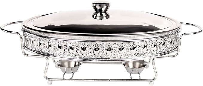 Casserole Dish 13" x 9" Glass Baking Dish with Stainless steel Lid and rack, Silver oval 2.5 Qt Large Baking Pan For Casserole & Lasagna, Microwave Dishwasher Freezer Oven Safe