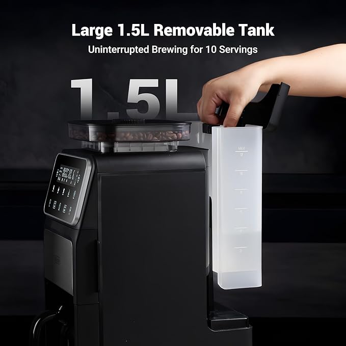 Gevi 10 Cup Drip Coffee Maker with Built-in Grinder, Grind & Brew Burr Combo Coffee Machine with Touch Screen, Programmable, 4-Hour Warm Plate, Permanent Filter, Coffee Carafe