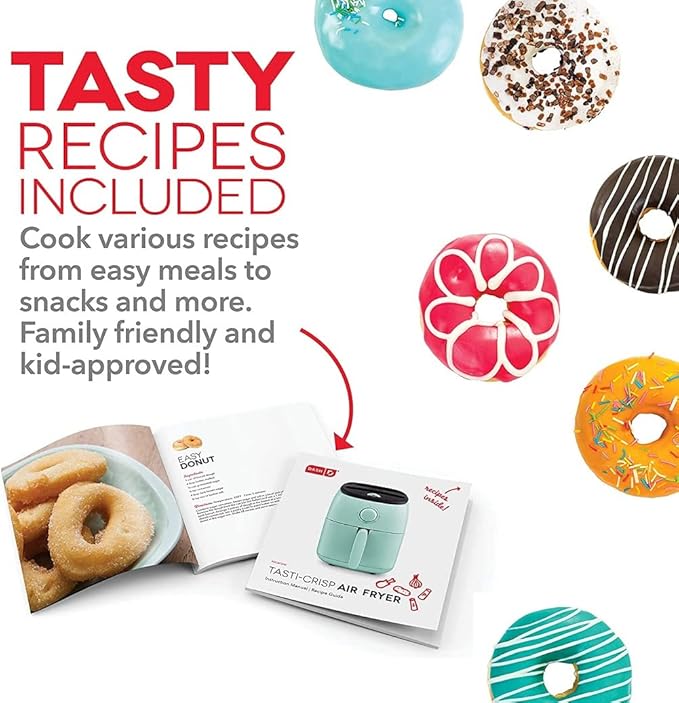 DASH Tasti-Crisp™ Electric Air Fryer Oven, 2.6 Qt., Aqua – Compact Air Fryer for Healthier Food in Minutes, Ideal for Small Spaces - Auto Shut Off, Analog, 1000-Watt
