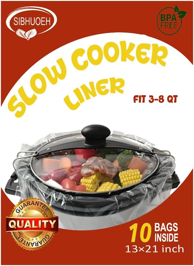Slow Cooker Liner,Disposable Cooking Bags Extra Large Size Disposable Pot Liners Fits 3-8 Quarts 10 Count 13×21 Inch (10)