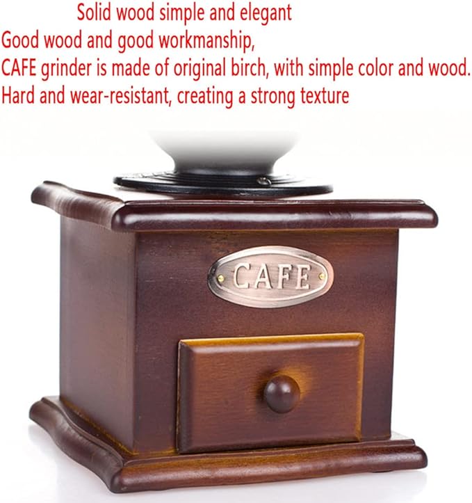Manual Vintage Style Hand Coffee Grinder, Roller Mill, Cast Iron, Adjustable Grind Thickness